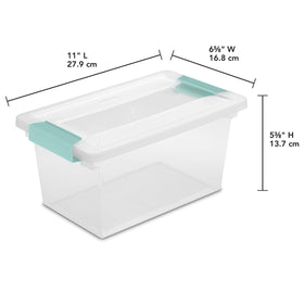 Sterilite medium clip box close-up of latching lid for secure storage.