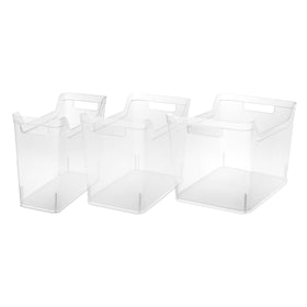 Sterilite medium shelf bin with banded rim provides extra support for heavier items.