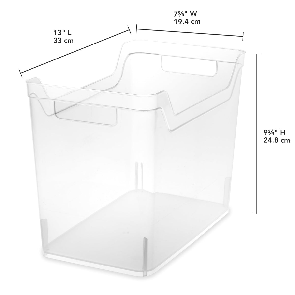 Sterilite clear medium shelf bin shows contents for quick access on shelves.