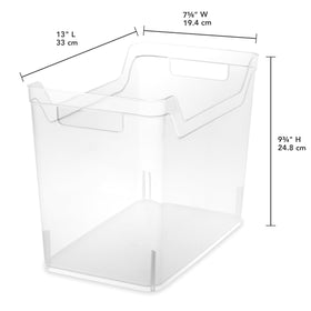 Sterilite clear medium shelf bin shows contents for quick access on shelves.