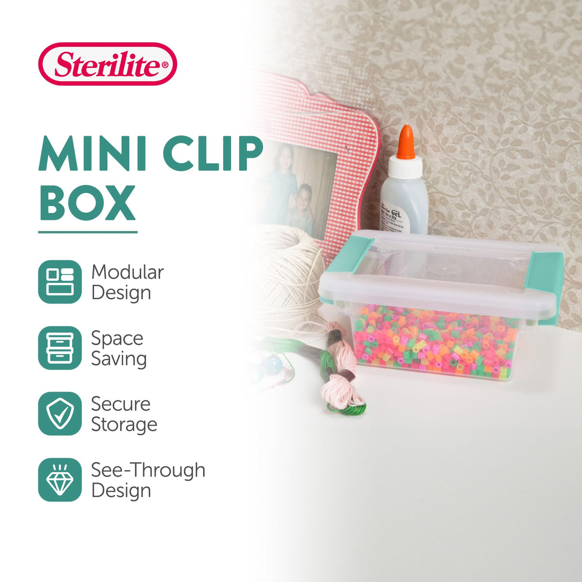 Sterilite mini clip box with latching lid keeps contents secure