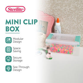 Sterilite mini clip box with latching lid keeps contents secure