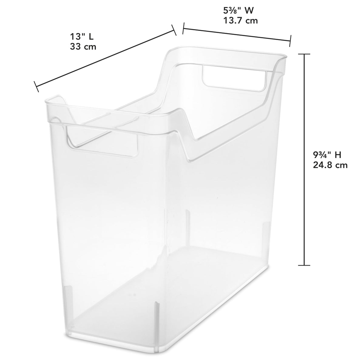 Sterilite clear plastic bin providing visibility to locate supplies at a glance