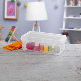 Sterilite hinged lid remains attached for easy one-handed use