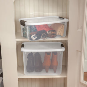 Sterilite transparent base makes items easy to locate while organizing.