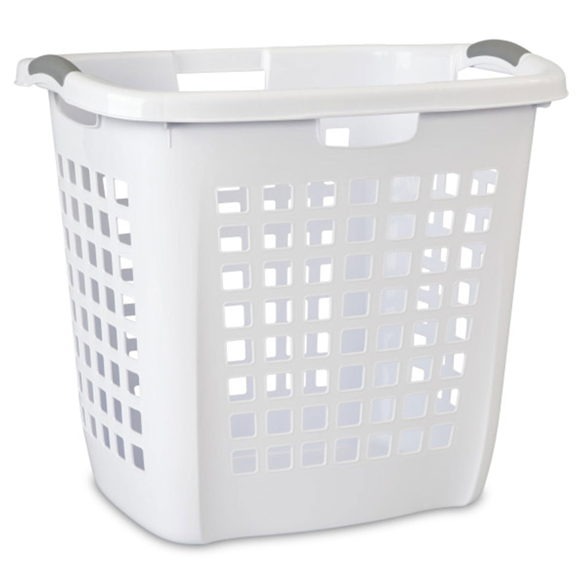 Sterilite Ultra Easy Carry Hamper with all-side handles for effortless carrying through doors.