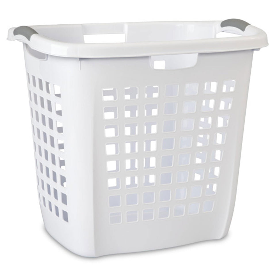 Sterilite Ultra Easy Carry Hamper with all-side handles for effortless carrying through doors.