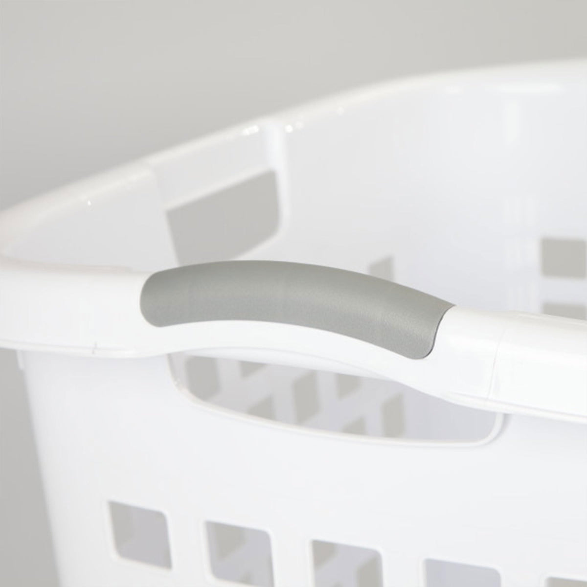 Sterilite Ultra Easy Carry Hamper with a sleek rectangular profile saves floor space.