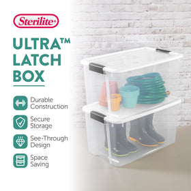 Sterilite Ultra Latch heavy-duty latches secure the lid to the base.