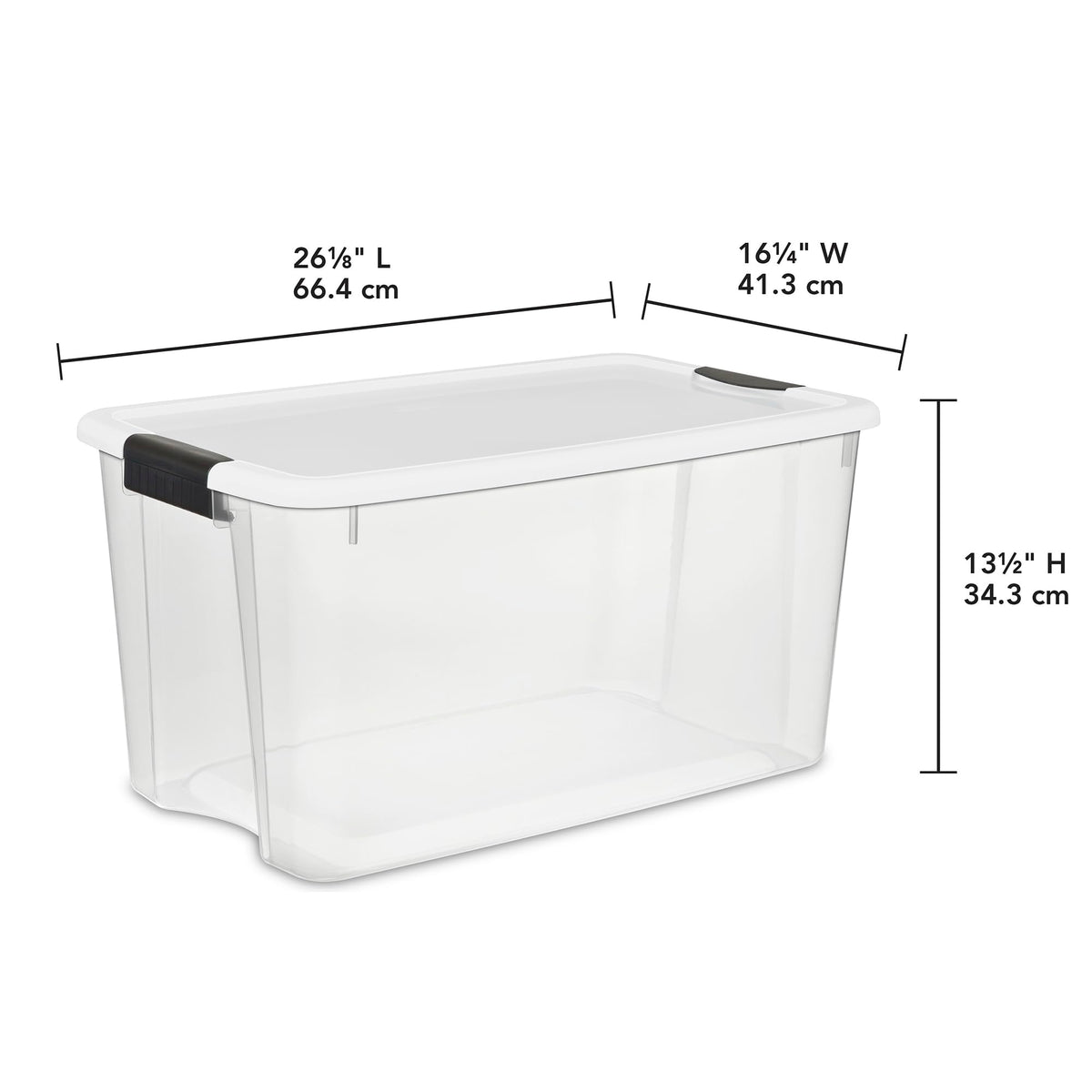 Sterilite Ultra Latch stackable design for vertical storage efficiency.