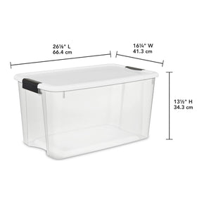 Sterilite Ultra Latch stackable design for vertical storage efficiency.