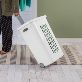 Sterilite Ultra Wheeled Hamper comes as a 3-pack for multi-room organization.