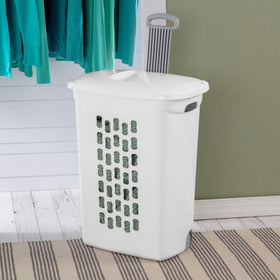 Sterilite Ultra Wheeled Hamper side handles offer secure lifting when needed.