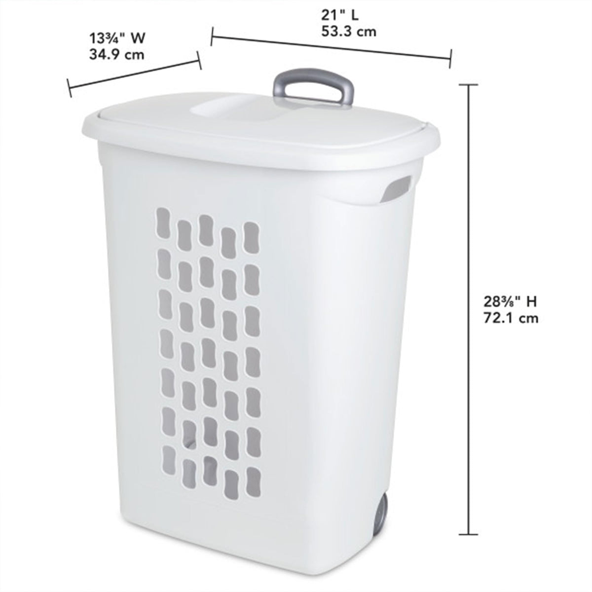 Sterilite Ultra Wheeled Hamper body vents to reduce moisture and odors.