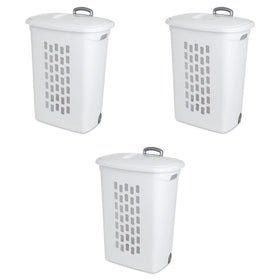 Sterilite Ultra Wheeled Hamper with wheels enables easy laundry transport between rooms.