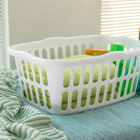 Sterilite ventilated laundry basket with holes promotes airflow.