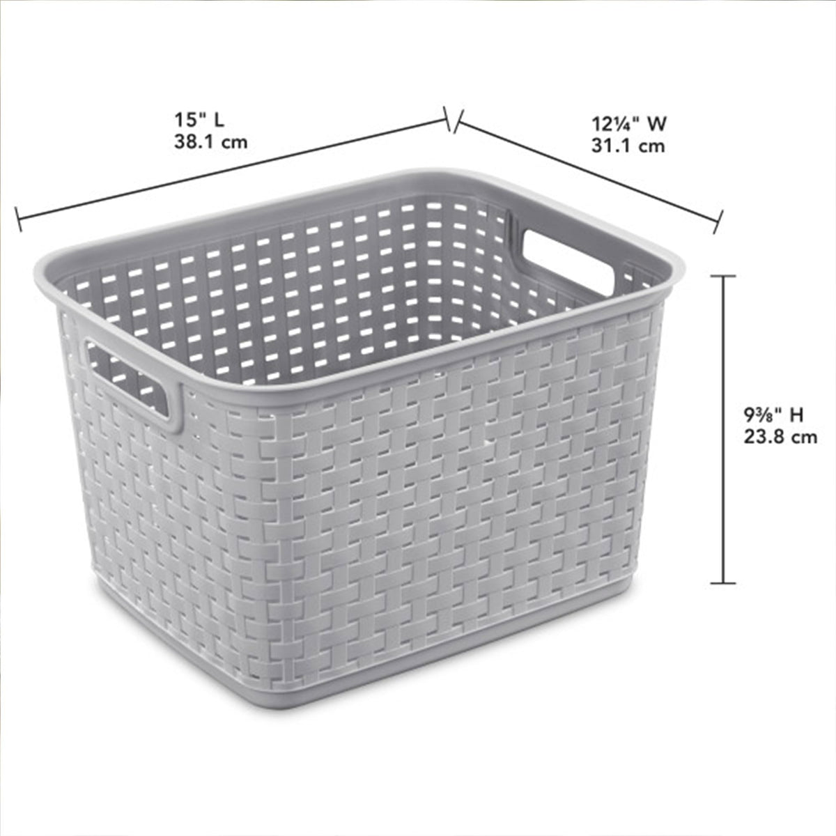 Sterilite weave basket with rectangle handles for effortless room-to-room transport