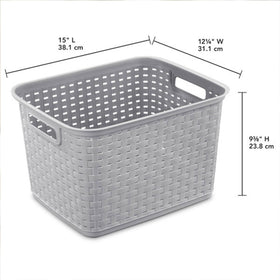 Sterilite weave basket with rectangle handles for effortless room-to-room transport