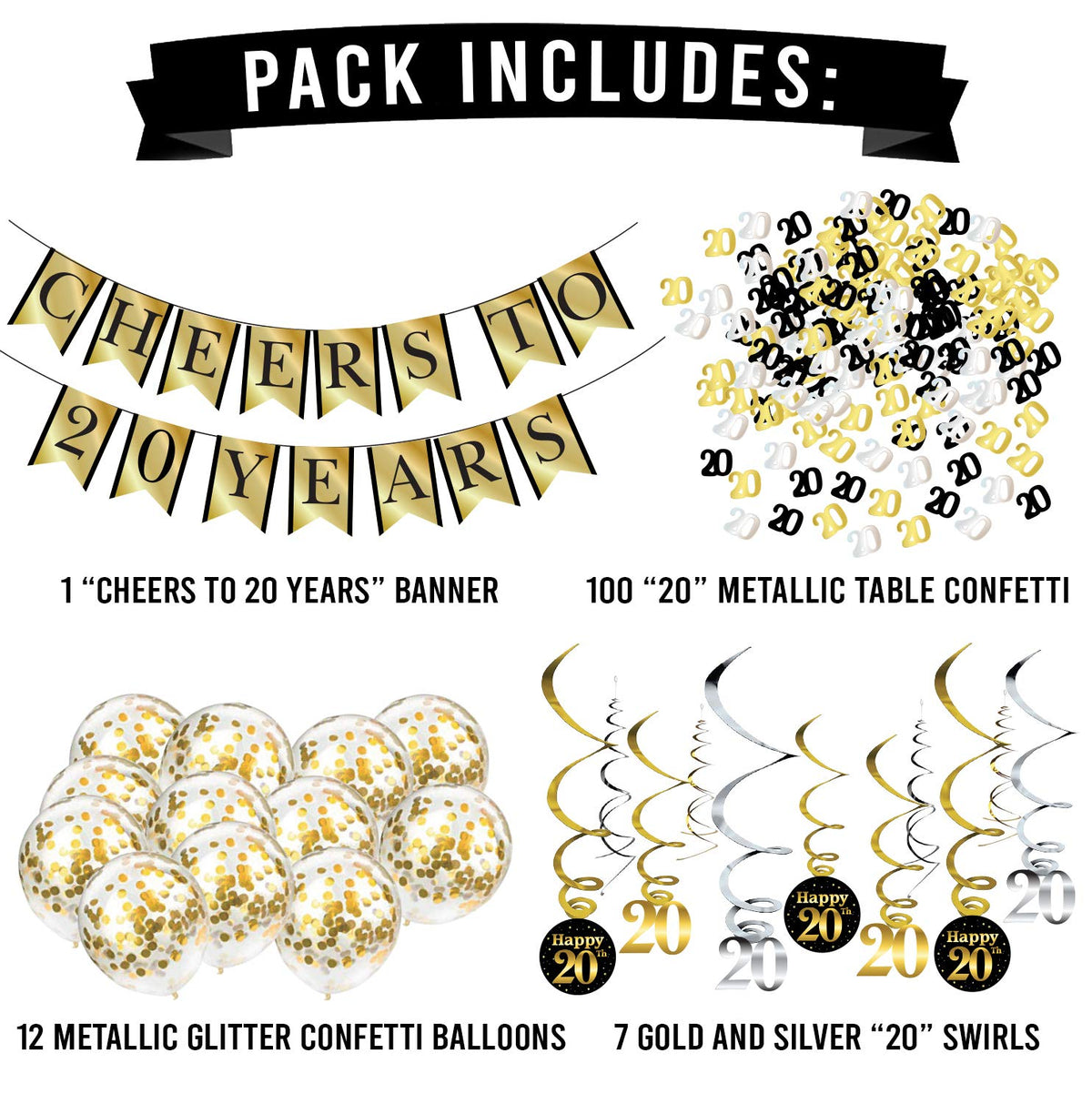 Gold metallic balloons from Sterling James Co for 20th milestone
