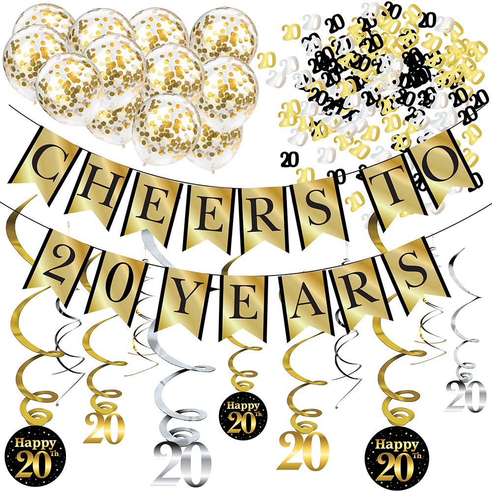 Sterling James Co 20th banner pre-strung with glitter, ready to hang