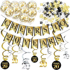 Sterling James Co 20th banner pre-strung with glitter, ready to hang
