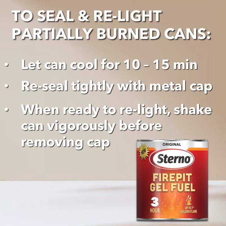 Sterno Fire Pit Gel Fuel supports easy, entertaining setup.