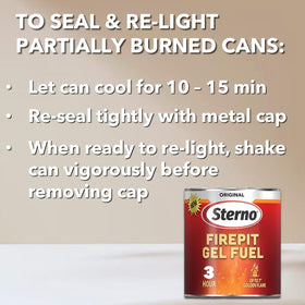 Sterno Fire Pit Gel Fuel supports easy, entertaining setup.