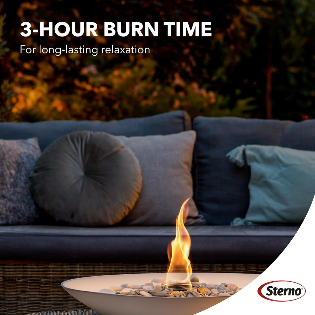 Sterno Fire Pit Gel Fuel flame with realistic crackling sounds.