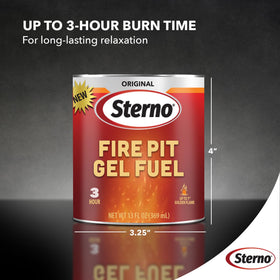 Sterno Fire Pit Gel Fuel emits smokeless, odorless flame with crackle.