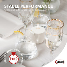 Sterno candles ideal for indoor or outdoor settings as centerpiece accents.