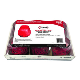 Sterno red Venetian glass candle creates festive table decor
