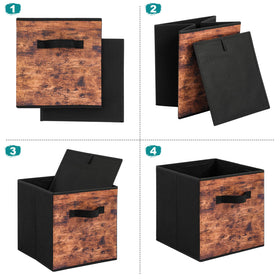 Stero fabric storage cubes opened to reveal easy access and quick setup.