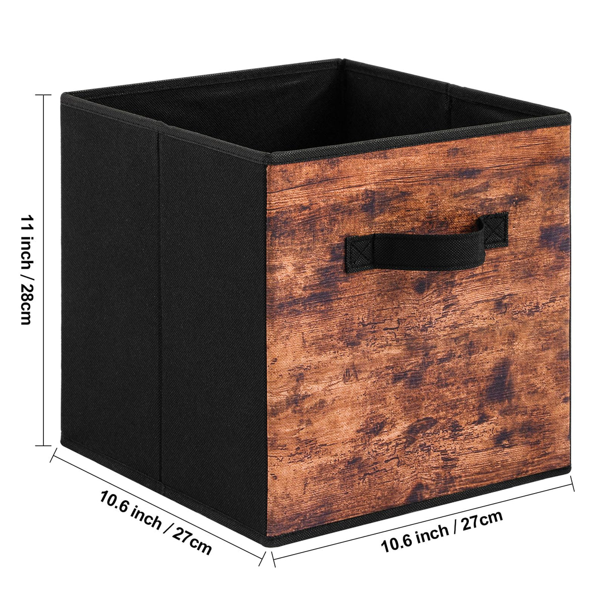Stero fabric storage cubes side view showing black accent for versatile decor.