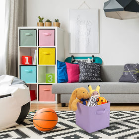 Stero pink fabric storage bin makes toy storage approachable for kids