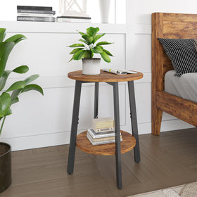 sthmec end table for small spaces in rustic brown complements cozy decor