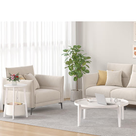 sthmec round table with metal frame and wooden top for modern style.