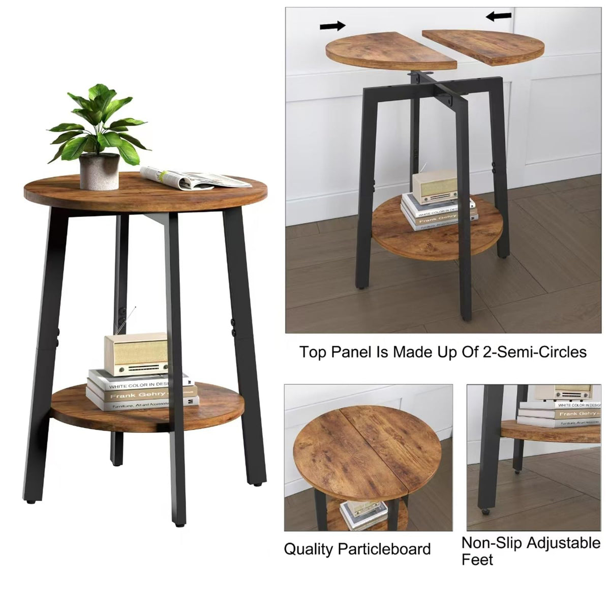 Sthmec table with flowers on top, adds decorative touch to living area