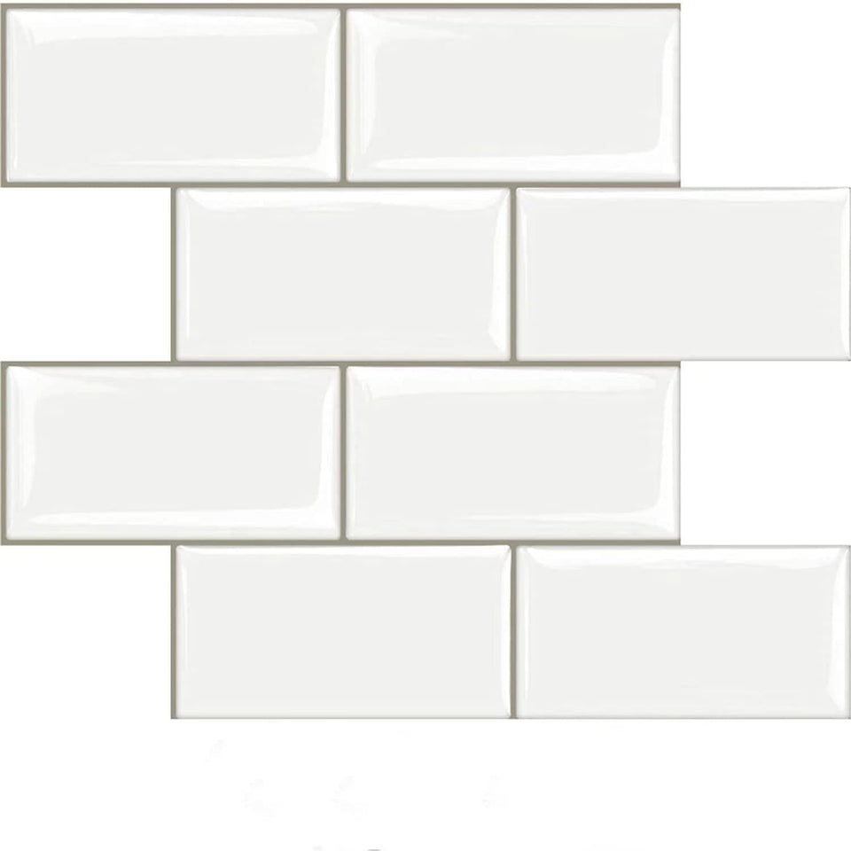 STICKGOO 10-sheet subway tile white thick design for durable backsplash.