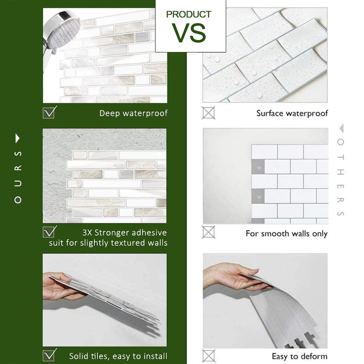 STICKGOO self-adhesive back tiles ready for installation