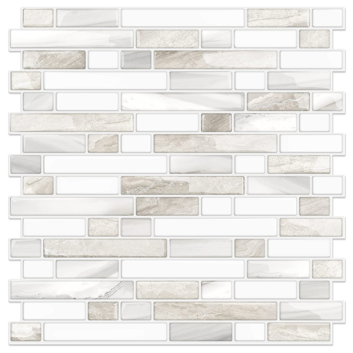 STICKGOO thicker design backsplash tiles in beige and white for kitchen walls