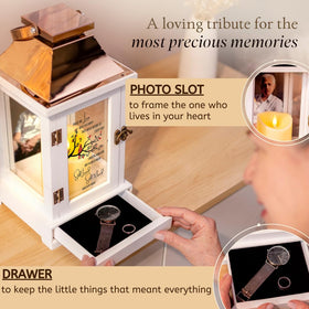 Stillwind Memorial Lantern velvet-lined keepsake drawer for daily remembrance