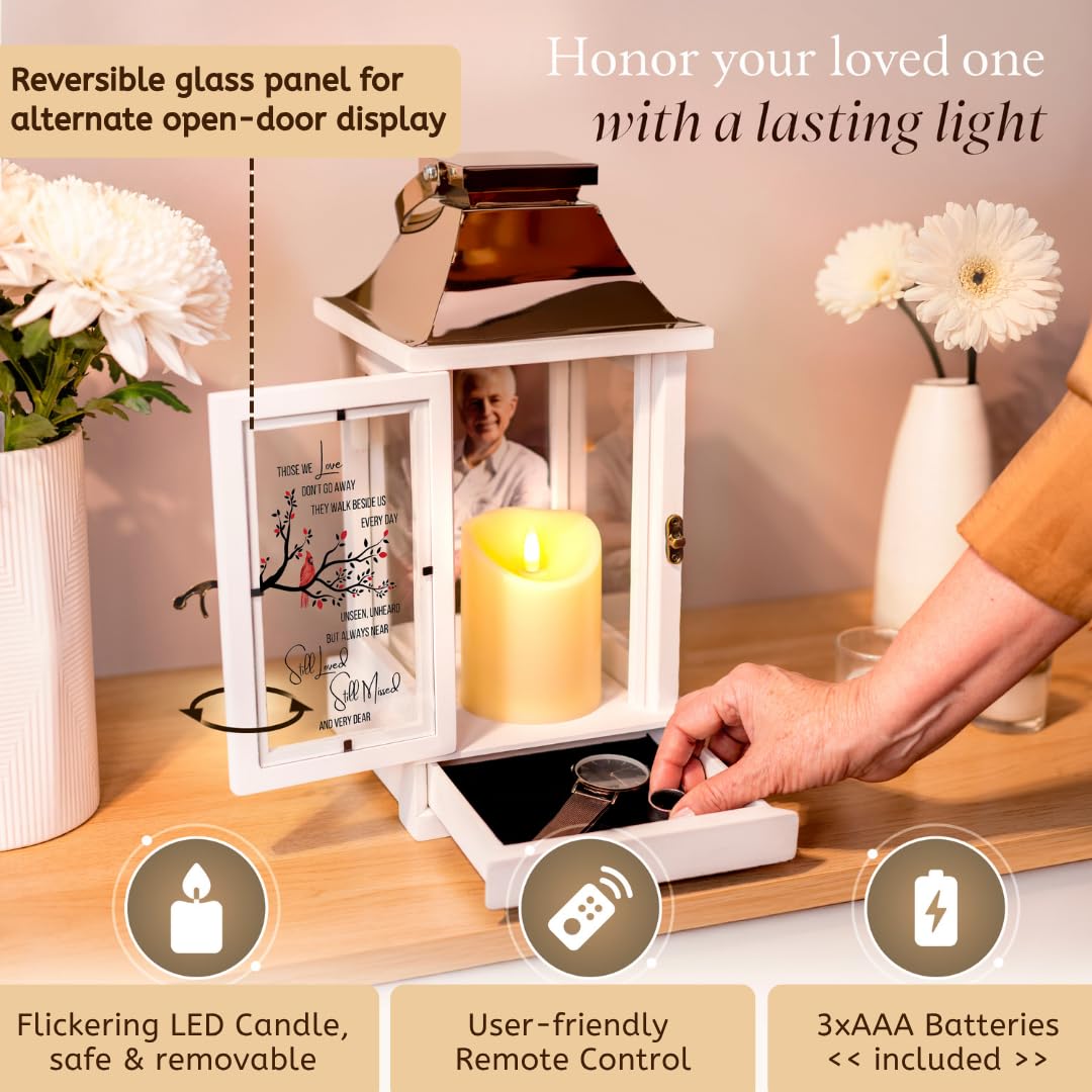 Stillwind Memorial Lantern timer and adjustable brightness for reflection