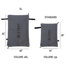 STNKY Bag Pro flip-inside-out feature showcased for hygienic washing without touching dirty fabrics.