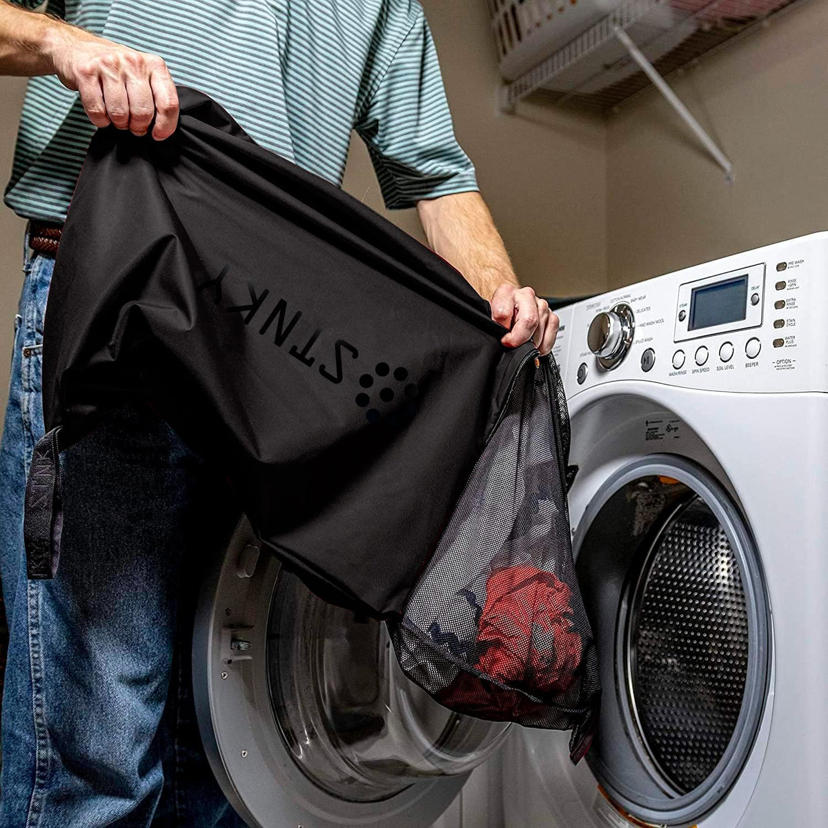 STNKY Bag Pro standard 13 L size fits one outfit or a pair of shoes.