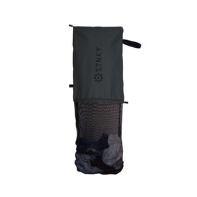 STNKY Bag Pro zip closeup highlighting secure closure and odor containment for travel.