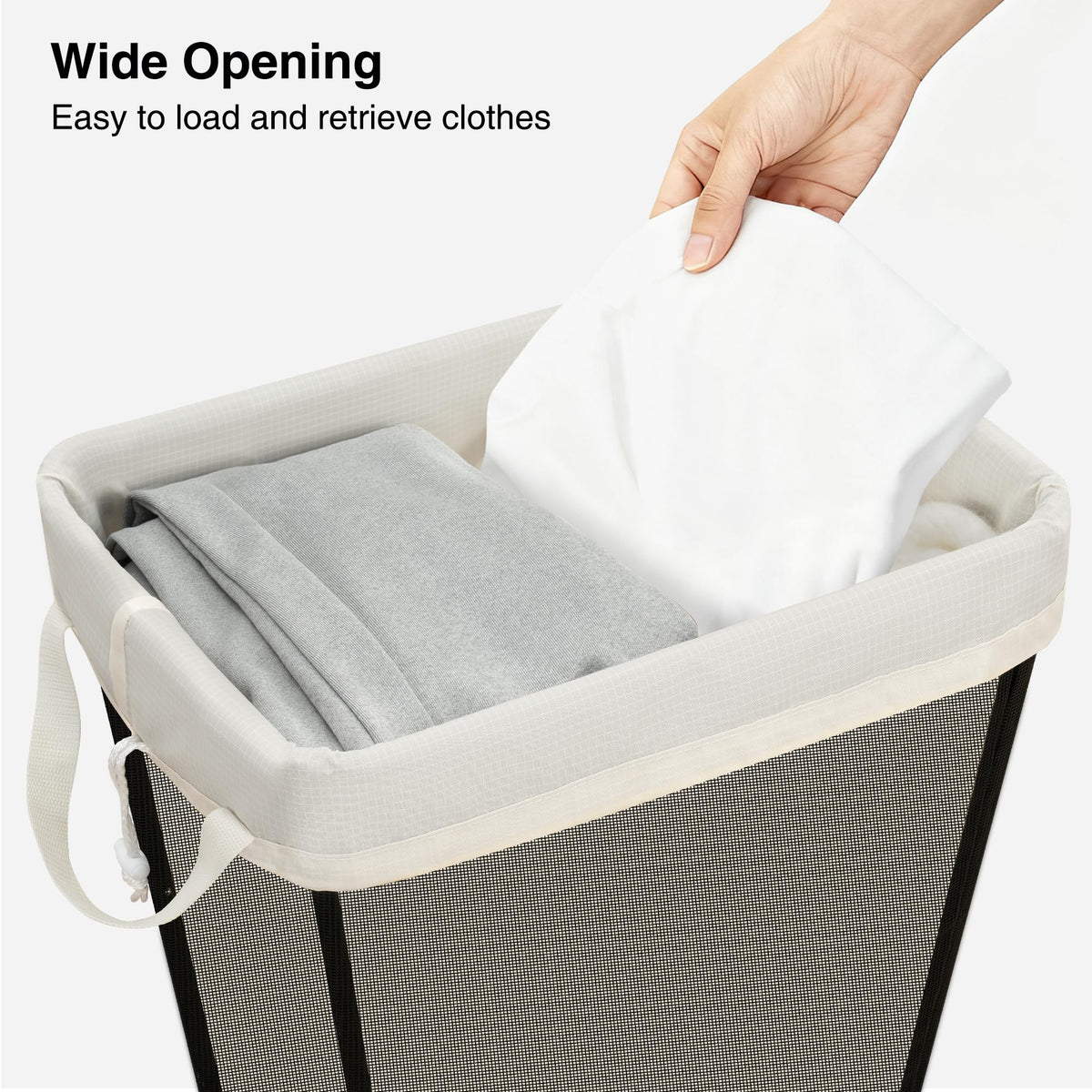 STO STO 75L laundry basket bedroom setup fits neatly beside bed.