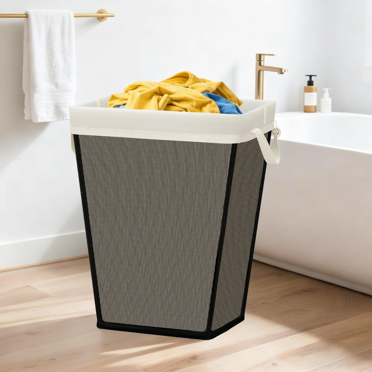 STO STO 75L laundry basket dorm apartment scene demonstrates versatile use.