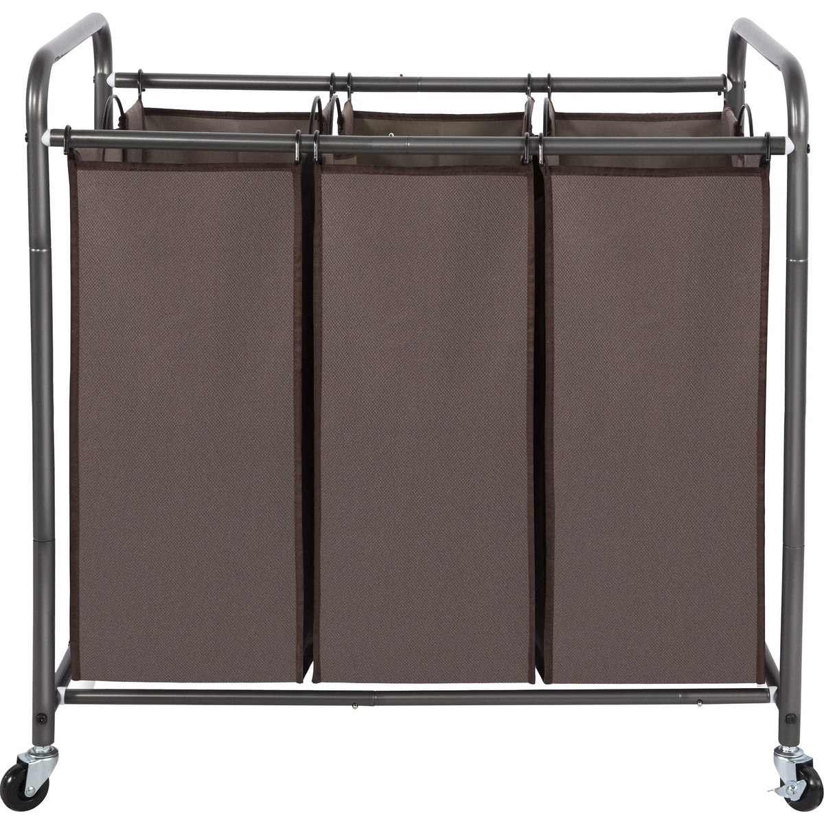 STO STO laundry sorter 3-section unit keeps laundry organized and ready for sorting.