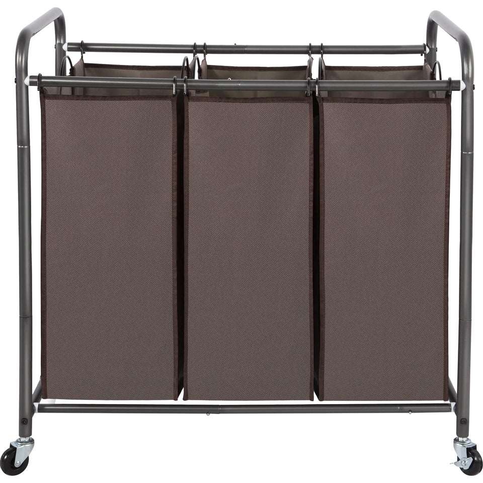 STO STO laundry sorter 3-section unit keeps laundry organized and ready for sorting.