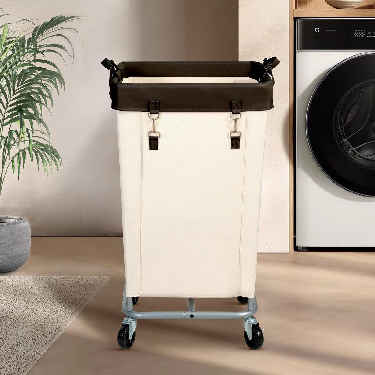 STO STO rolling laundry cart with steel frame supports heavy loads
